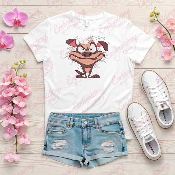Funny Crazy Dog Embroidery Design