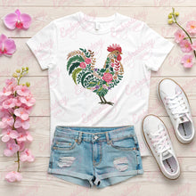 Colorful Botanical Rooster Embroidery Design