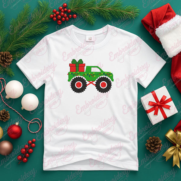 Christmas Monster Truck Embroidery Design
