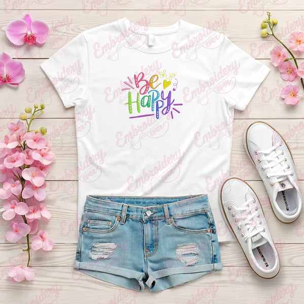 Be Happy Positive Machine Embroidery Design