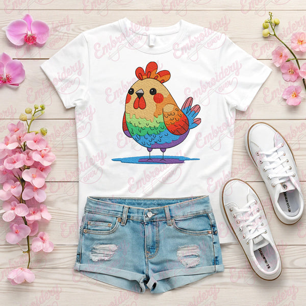 Cute Cartoon Chicken Machine Embroidery Design