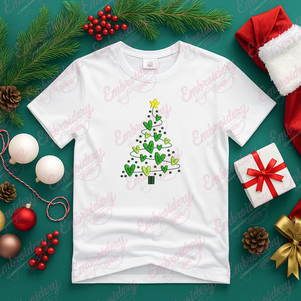 Christmas Heart Tree Embroidery Design