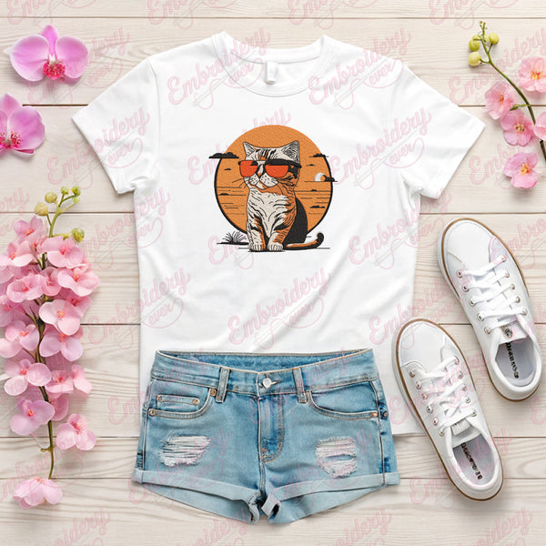 Vintage Cat Embroidery Design