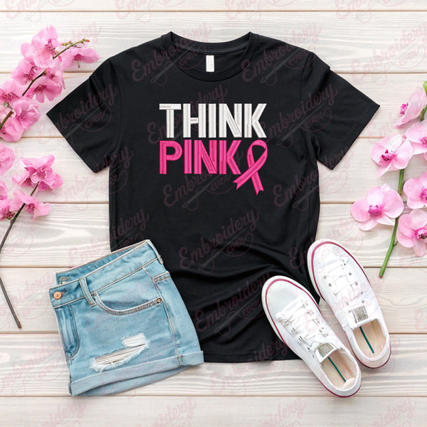 Think Pink Breast Cancer Embroidery Design
