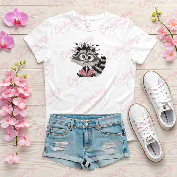 Funny Raccoon Embroidery Design