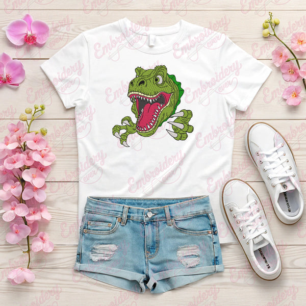 Dinosaur Face Embroidery Design For Dinosaur Lover