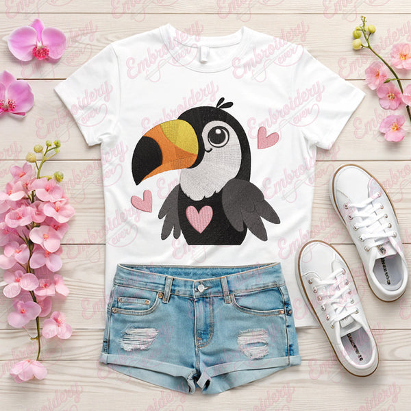 Cute Toucan Bird Embroidery Design
