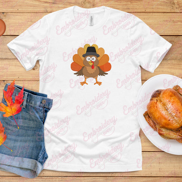 Cartoon Turkey Thanksgiving Embroidery Design