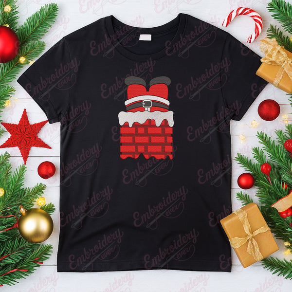 Christmas Santa In Chimney Embroidery Design