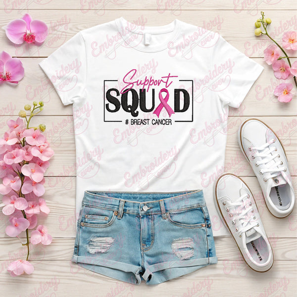 Support Squad Breast Cancer Awareness Embroidery Design