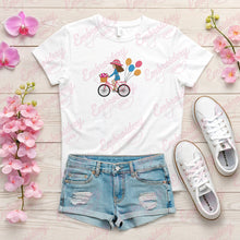 Young Woman Riding Bicycle Embroidery Design