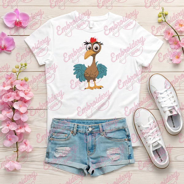 Chicken With Big Brown Eyes Embroidery Design