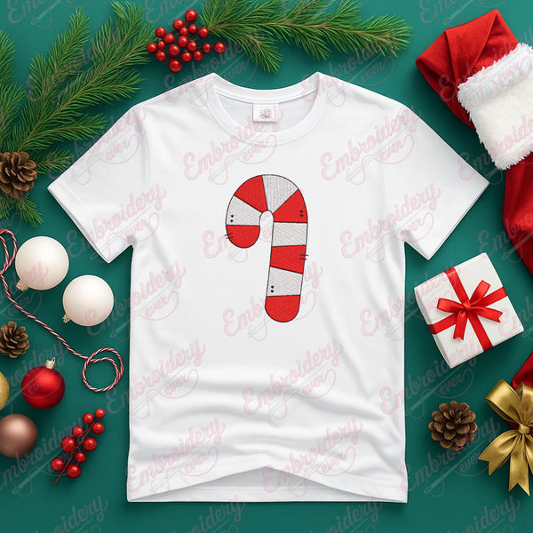Christmas Candy Cane Embroidery Art