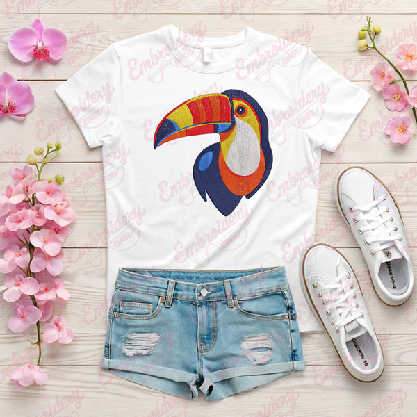 Colorfull Toucan Head Embroidery Design