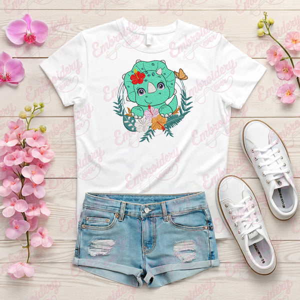 Cute Little Dinosaur Embroidery Design