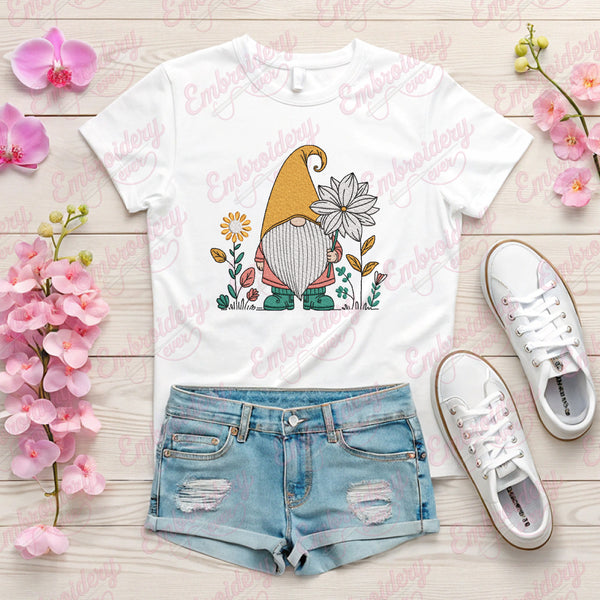 Garden Gnome Embroidery Design