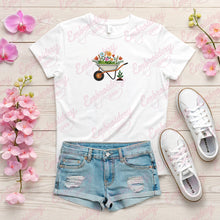 Floral Wheelbarrow Gardening Embroidery Design