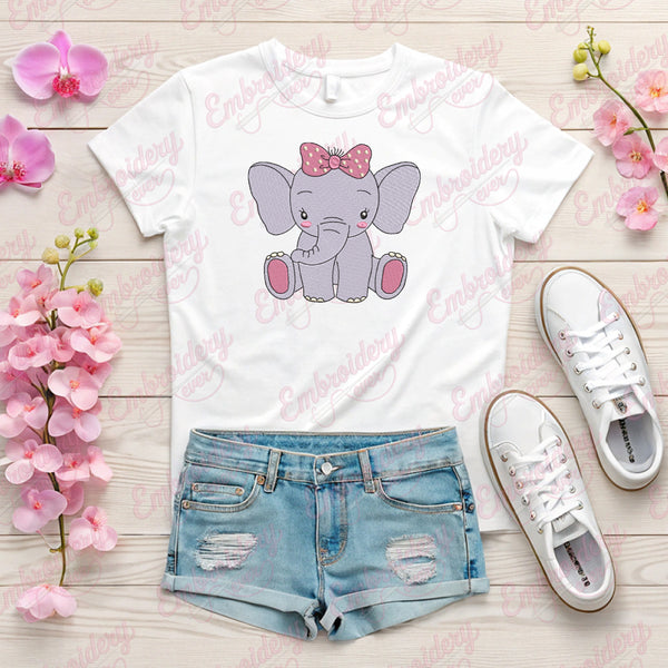 Cute Elephant Embroidery Design