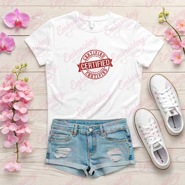 Certified Typography Machine Embroidery Design