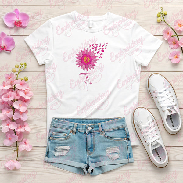 Fight Sunflower Breast Cancer Embroidery Design