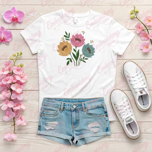 Gradient Floral Arrangement Embroidery Design