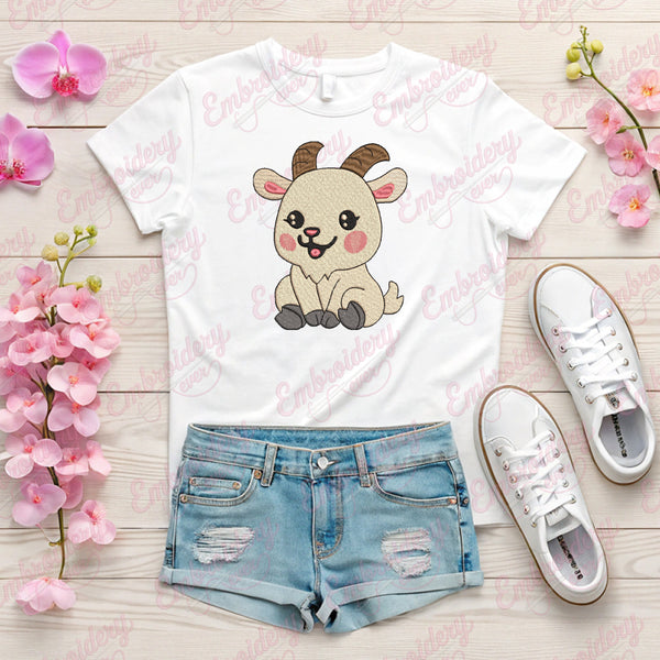 Funny Goat Embroidery Design
