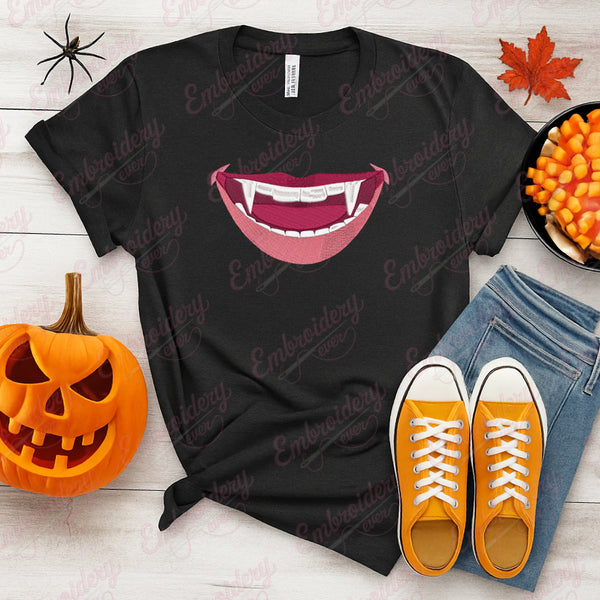Halloween Vampire Lips Embroidery Design