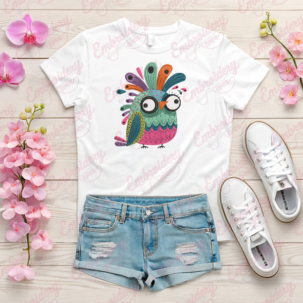 Funny Bird Embroidery Design