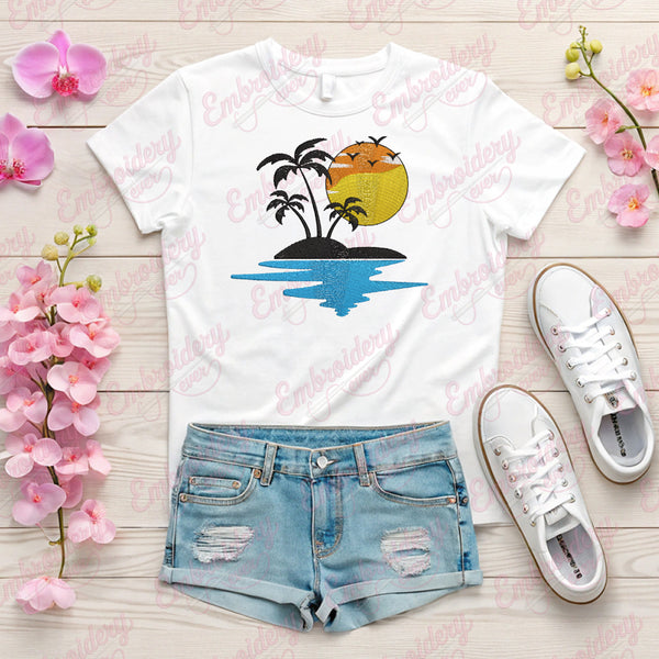 Summer Palm Tree Embroidery Design