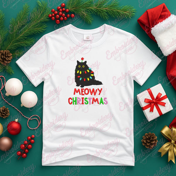 Meowy Christmas Cat Embroidery Design