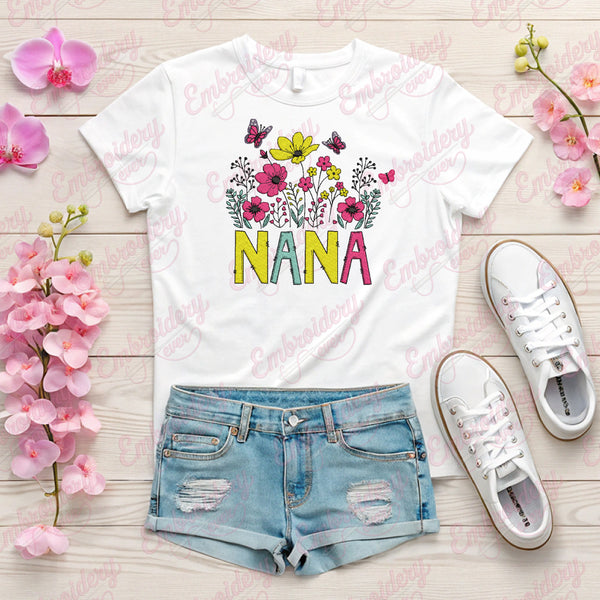 Floral Nana Embroidery Design