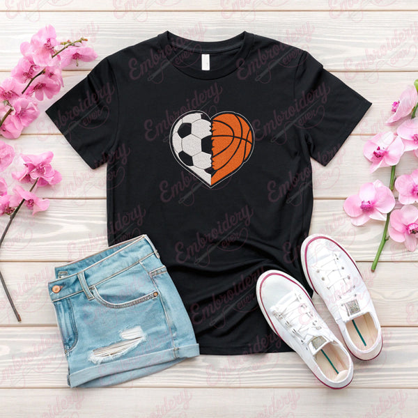 Soccer Basketball Ball Heart Embroidery Design