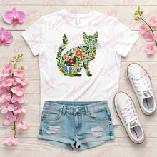 Colorful Botanical Siamese Cat Embroidery Design