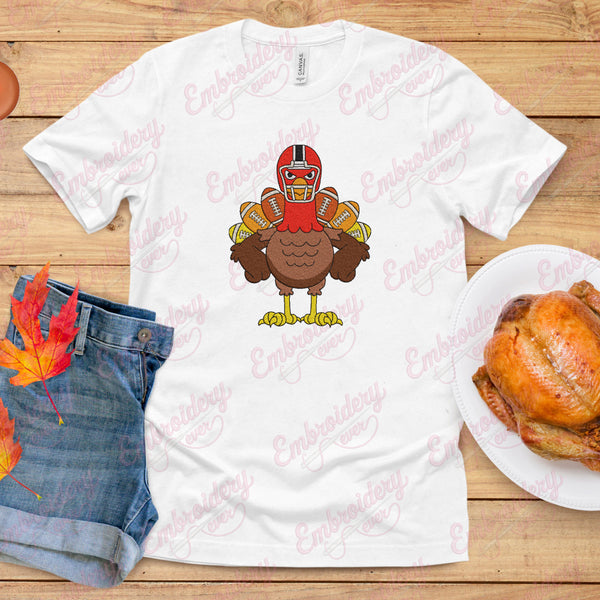 Thanksgiving Football Gobble Turkey Embroidery Design