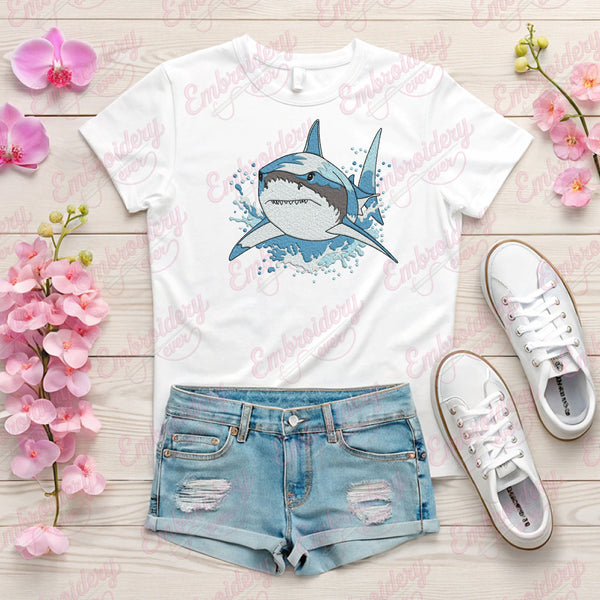 Great White Shark Machine Embroidery Design
