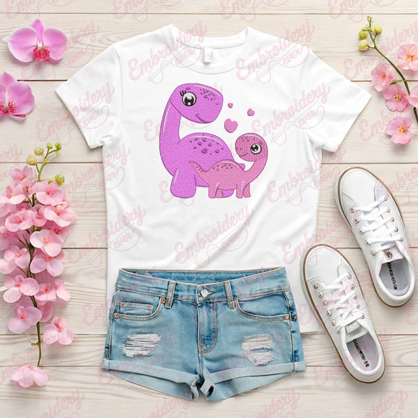 Pink Dinosaur Embroidery Design