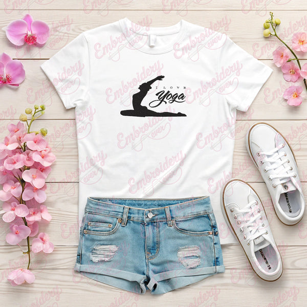 I Love Yoga Embroidery Design