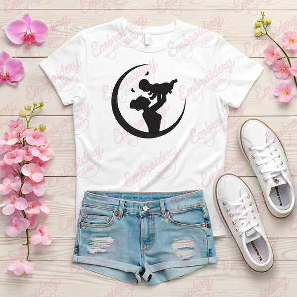 Mom and Child Embroidery Design