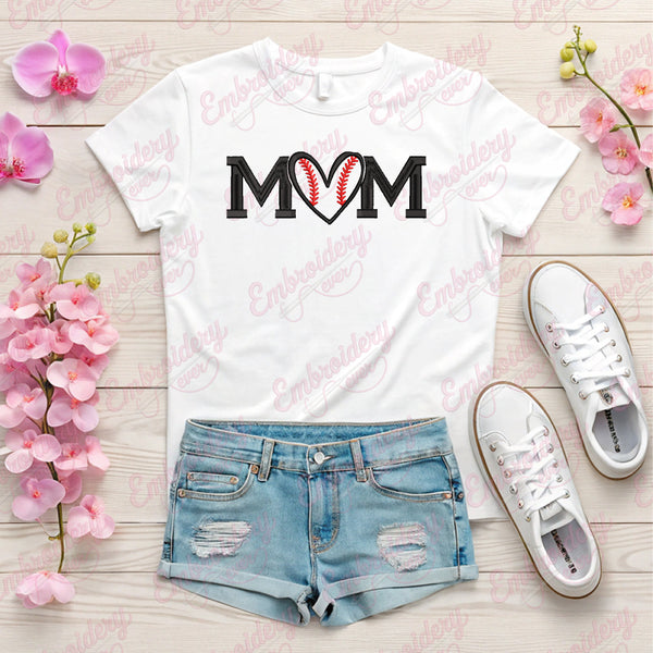 Baseball Softball Mom Embroidery Design