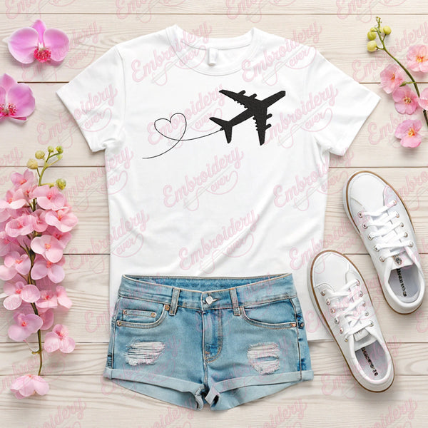Flying Airplane Embroidery Design
