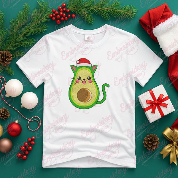 Christmas Kitty Avocato Embroidery Design