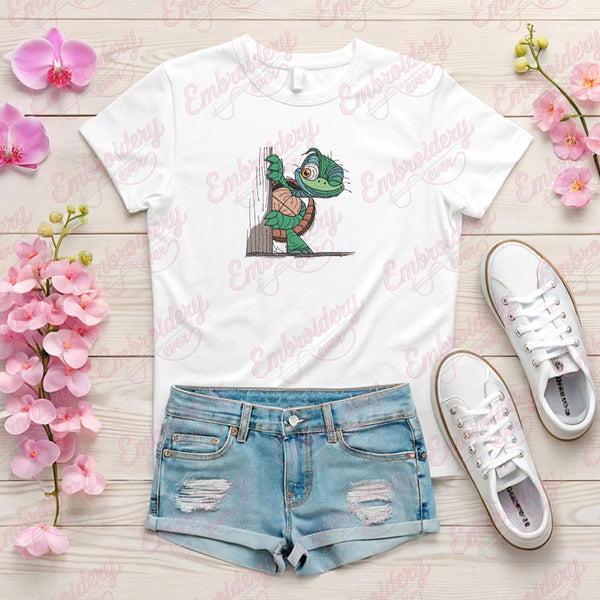 I Peeking You Turtle Embroidery Design