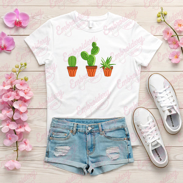 Cactus Plants Embroidery Design