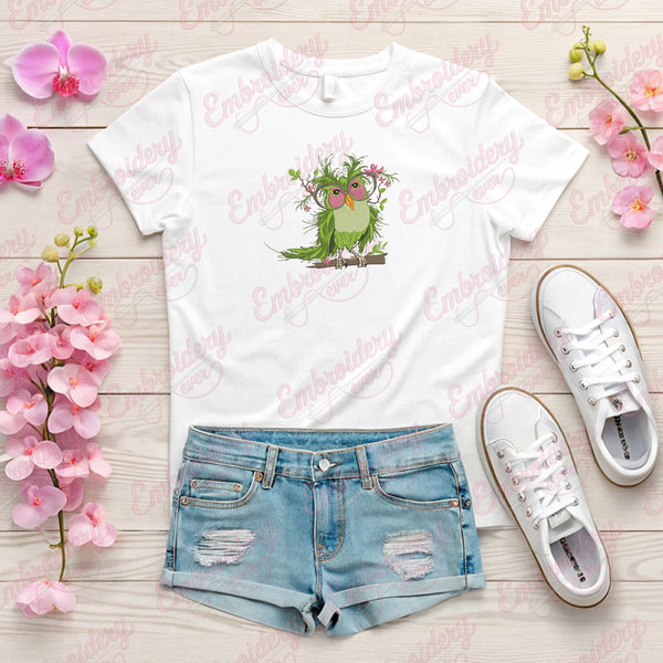 Whimsical Bird With Glasses Embroidery Design