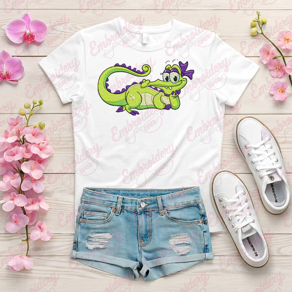 Alligator Girl Embroidery Design