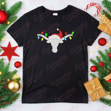 White Longhorn With Christmas Lights Embroidery Design