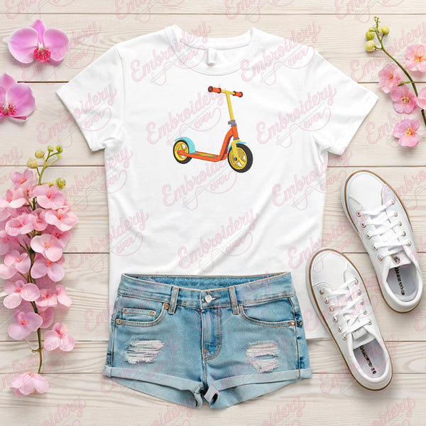 Children Scooter Embroidery Design