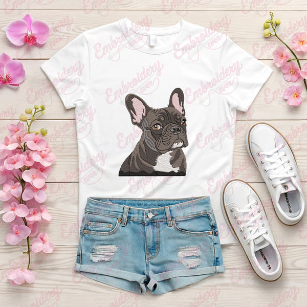 French Bulldog Embroidery Design