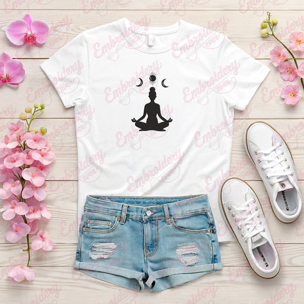 Yoga Moon Embroidery Design