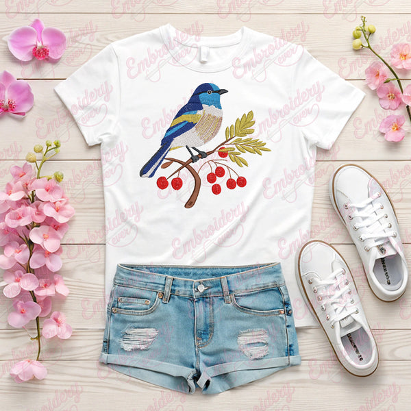 Bird On A Branch Embroidery Design